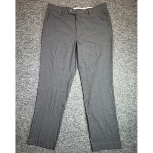 Perry Ellis Dress Pants Mens 36x32 Gray Tailored Fit Premium Wool Blend Plaid